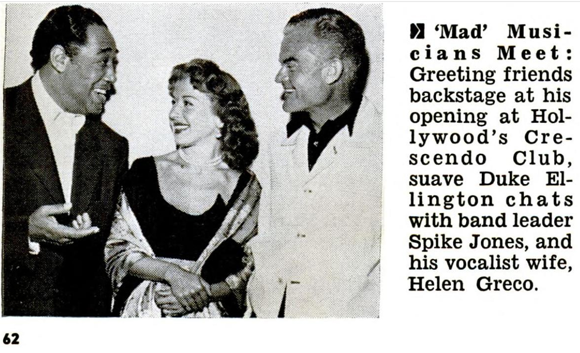 Helen, Spike e Duke Ellington, dalla rivista "Jet", 1954