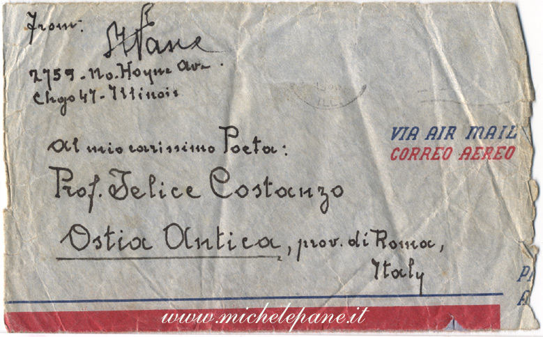 Lettera dell'aprile 1953 di Michele Pane a Felice Costanzo