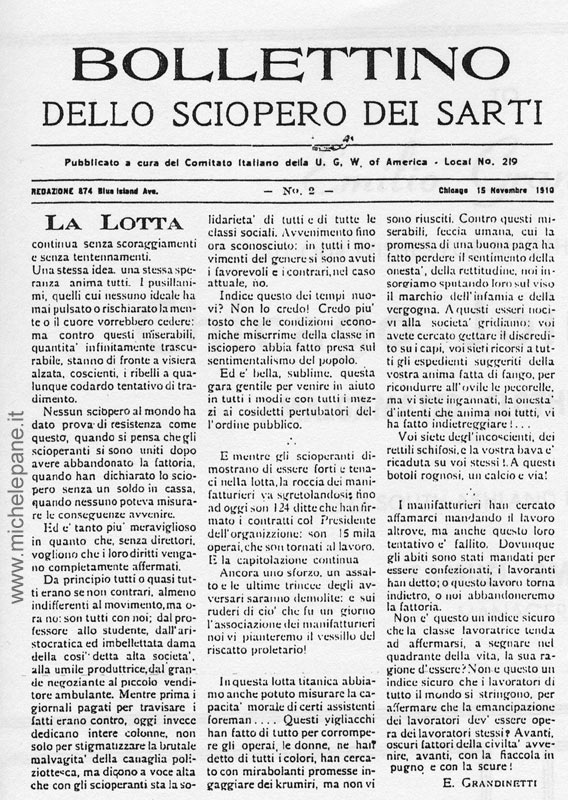 «Bollettino dello sciopero dei sarti», n. 2, 1910
